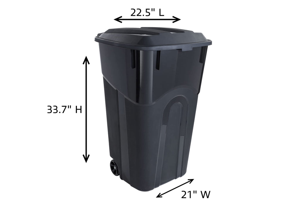 32 Gallon Black Wheeled Outdoor Garbage Can with Snap Lock Lid, 2 Pack H99972