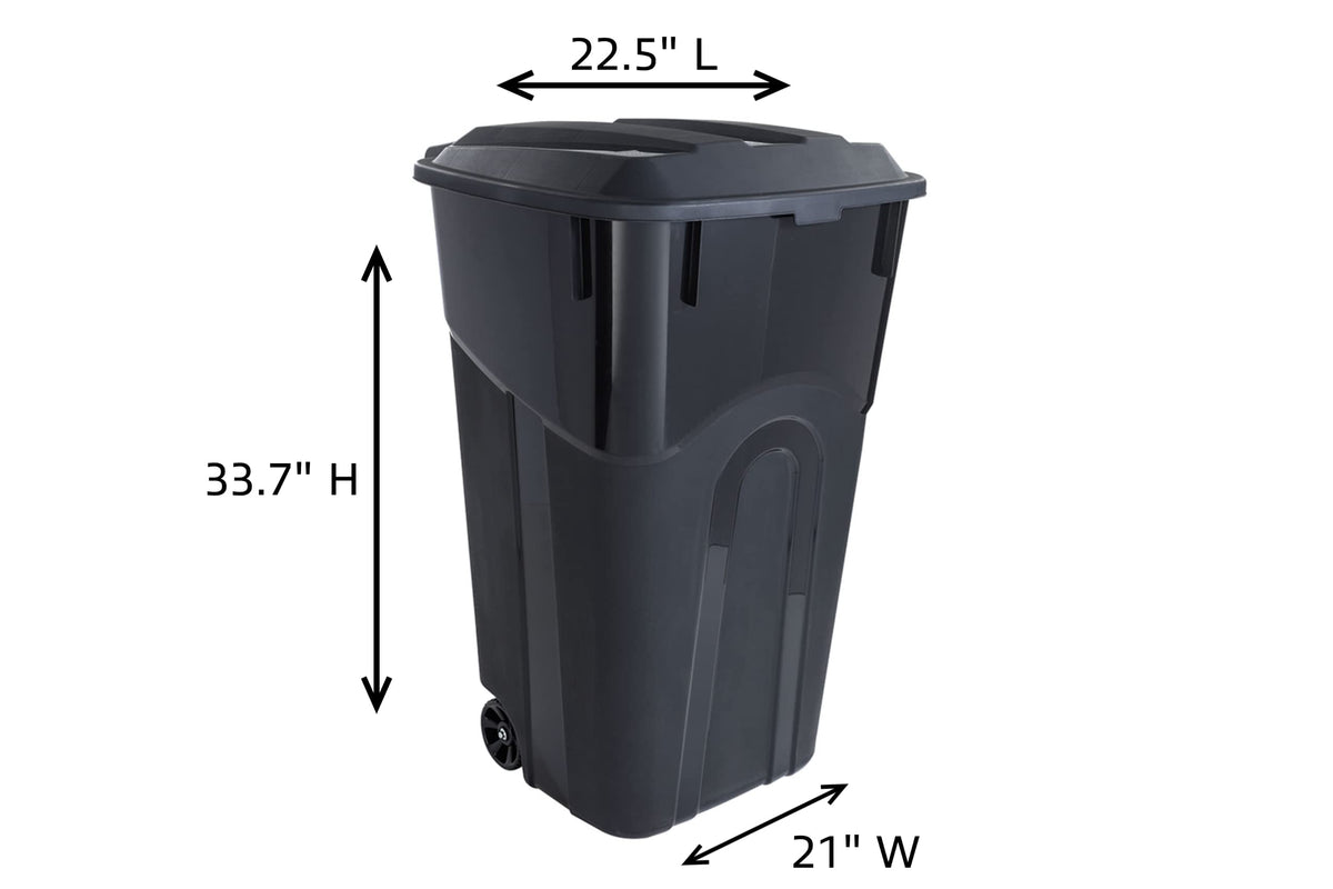 32 Gallon Black Wheeled Outdoor Garbage Can with Snap Lock Lid, 2 Pack H99972