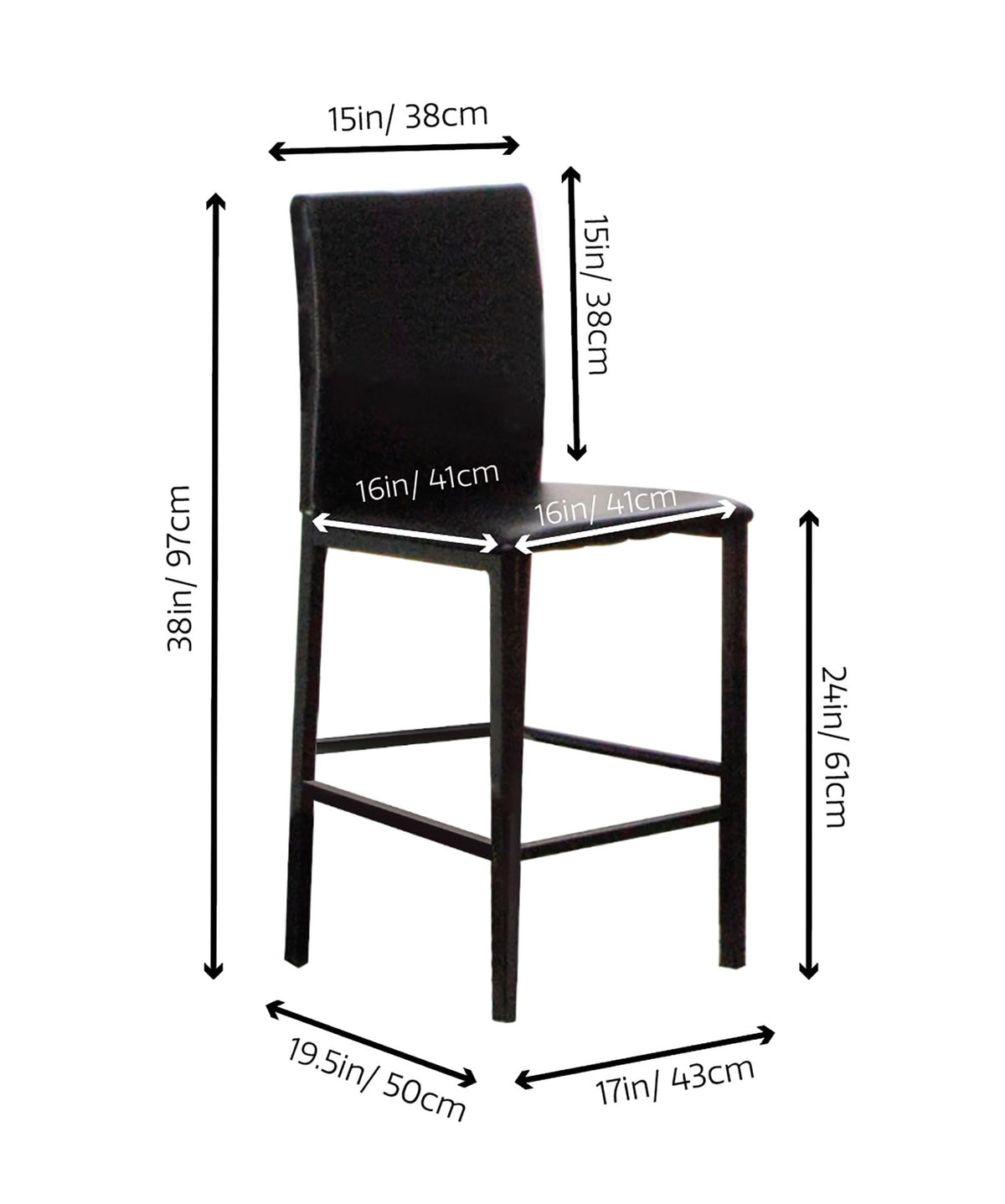 Black Faux Leather Barstools Set of 6 V184814