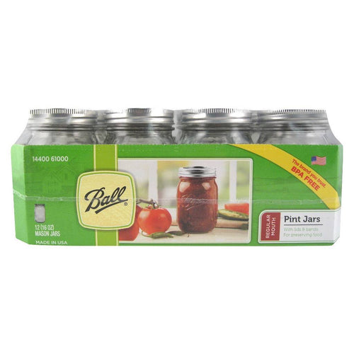 12 Regular Mouth Glass Mason Jars with Lid and Band F49173