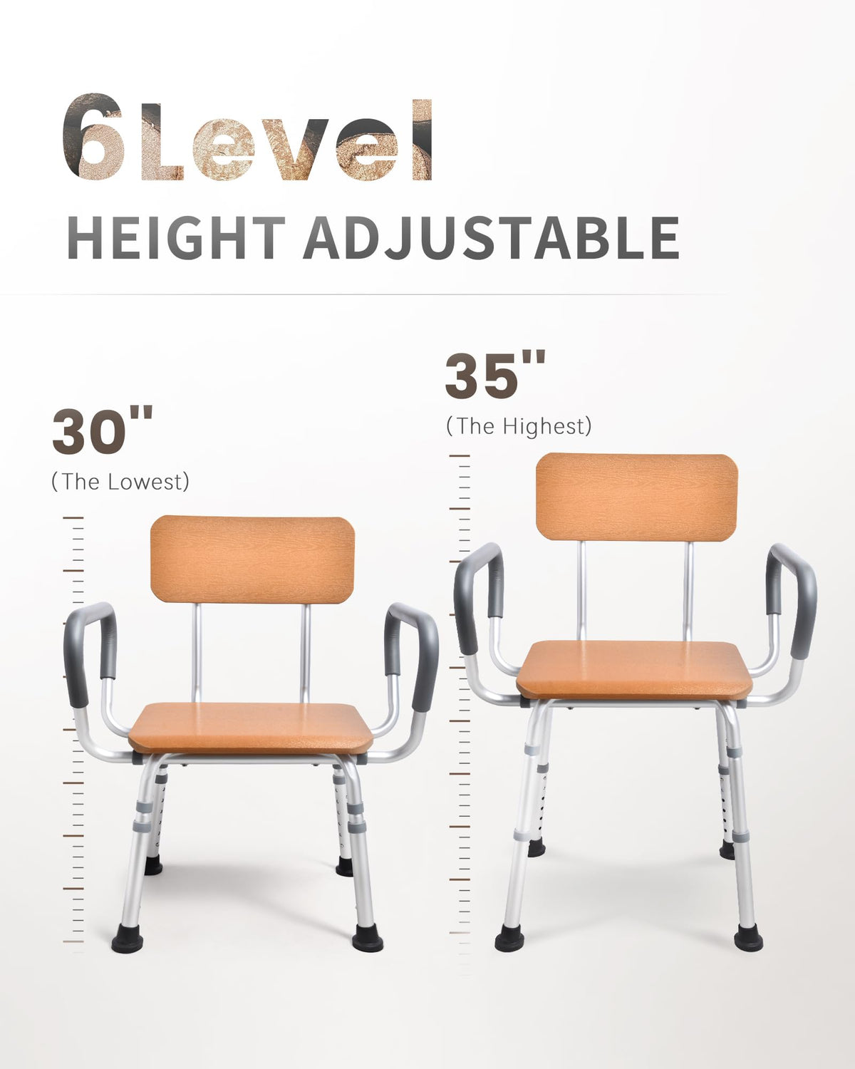 Height Adjustable Shower Chair with Arms and Back B9794