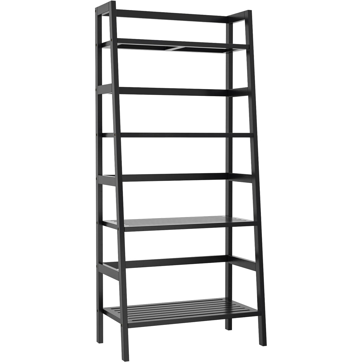 Black 4-Tier Bamboo Ladder Shelf X498782