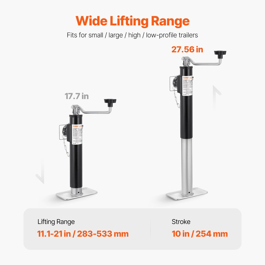 2000 lbs Weld-on Swivel Trailer Jack with Handle G1189