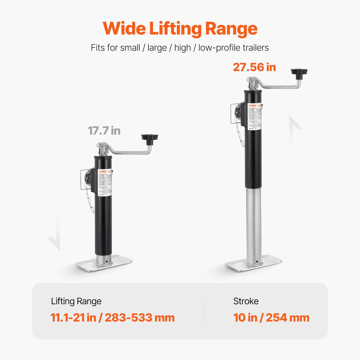 2000 lbs Weld-on Swivel Trailer Jack with Handle G1189