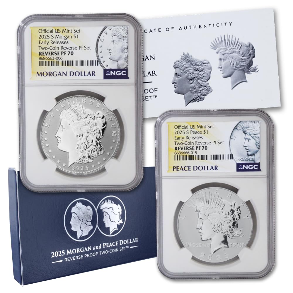 Set of 2 American Silver Morgan and Peace Dollar H13253