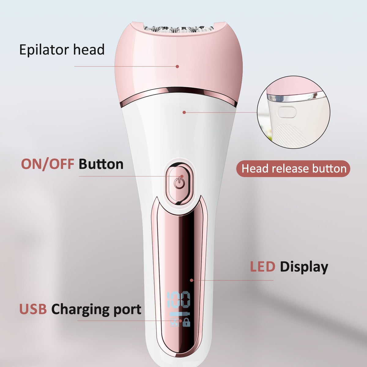 6 in 1 IPX7 Waterproof Rechargeable Epilator O4465