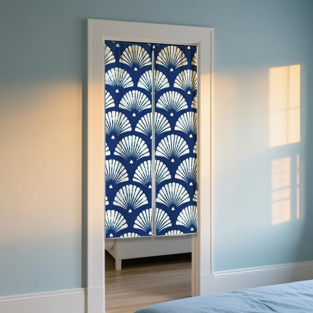 White One Side Printed Door Curtain 59x33 Inch C632