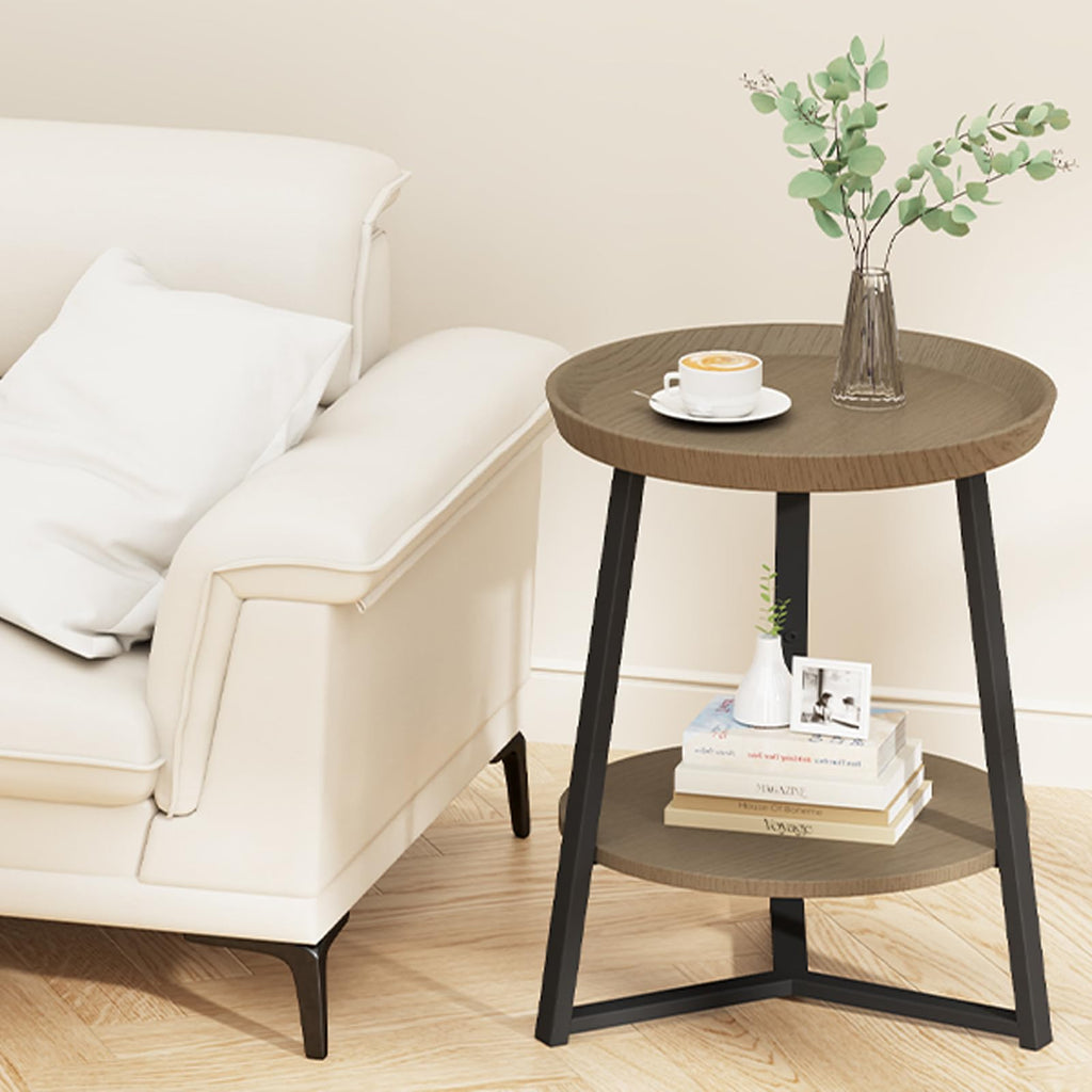 Round 2 Tier End Table with Storage Shelf J6864