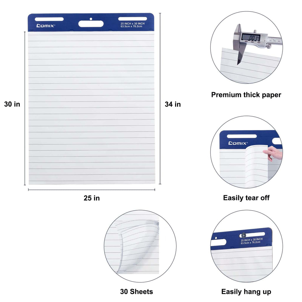 White Lined Sticky Easel Pad 25 x 30 Inches 30 Sheets 4 Pads S56842
