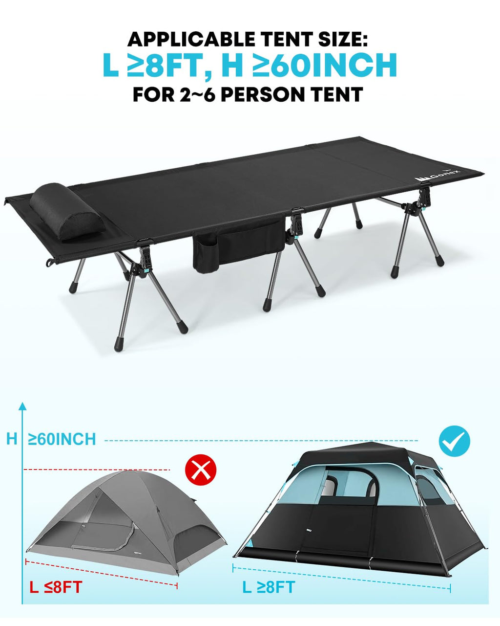 31" Adjustable Height Camping Cot R708