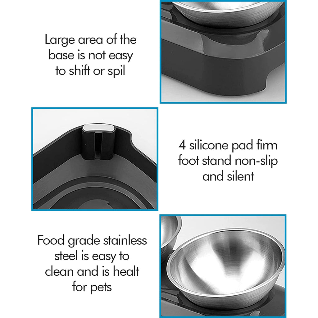 Angle Adjustable Stainless Steel Double Pet Bowl S11847