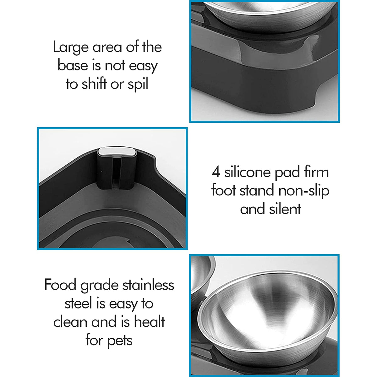 Angle Adjustable Stainless Steel Double Pet Bowl S11847