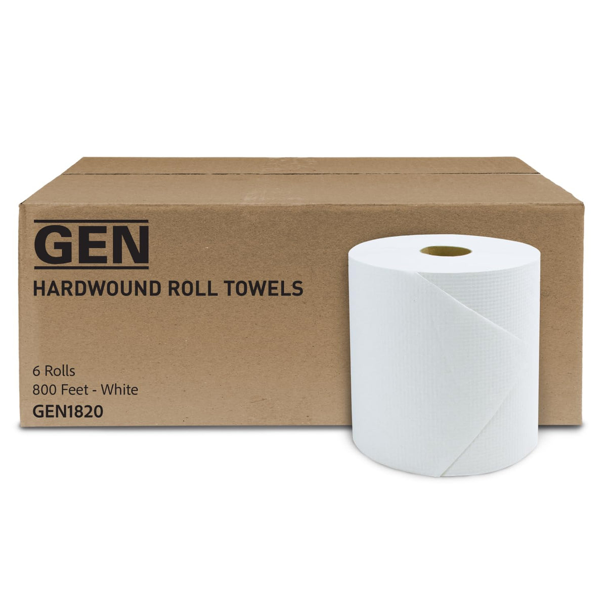 White Hardwound Roll Towels, 8-Inch x 800 ft, 6 Rolls M47063