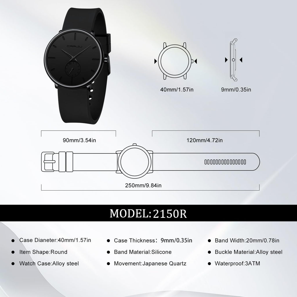 Waterproof Quartz Ultra Thin Wristwatches with Silicone Band D548038
