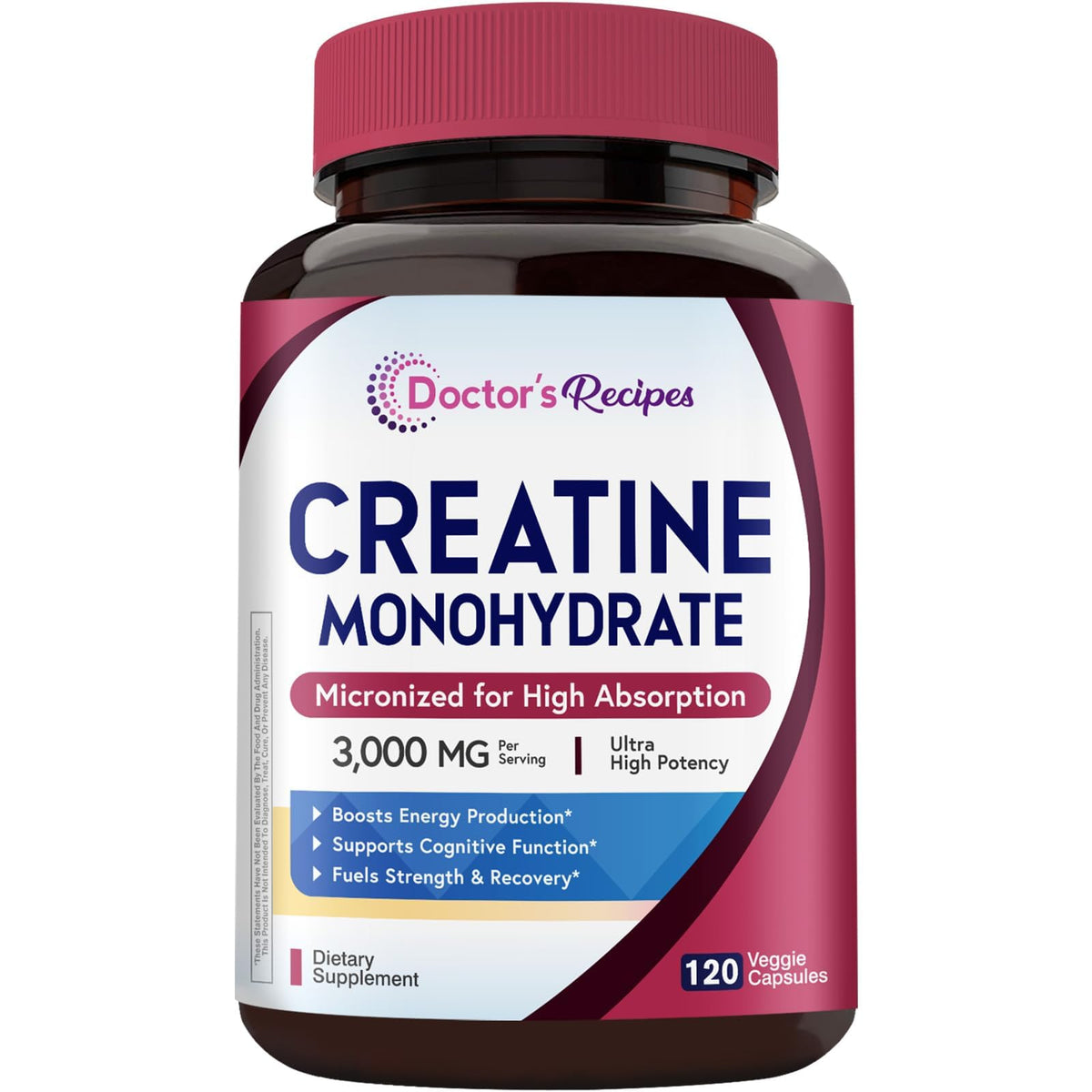 Micronized Creatine Monohydrate 3000 mg Vegan 120 Capsules N8857