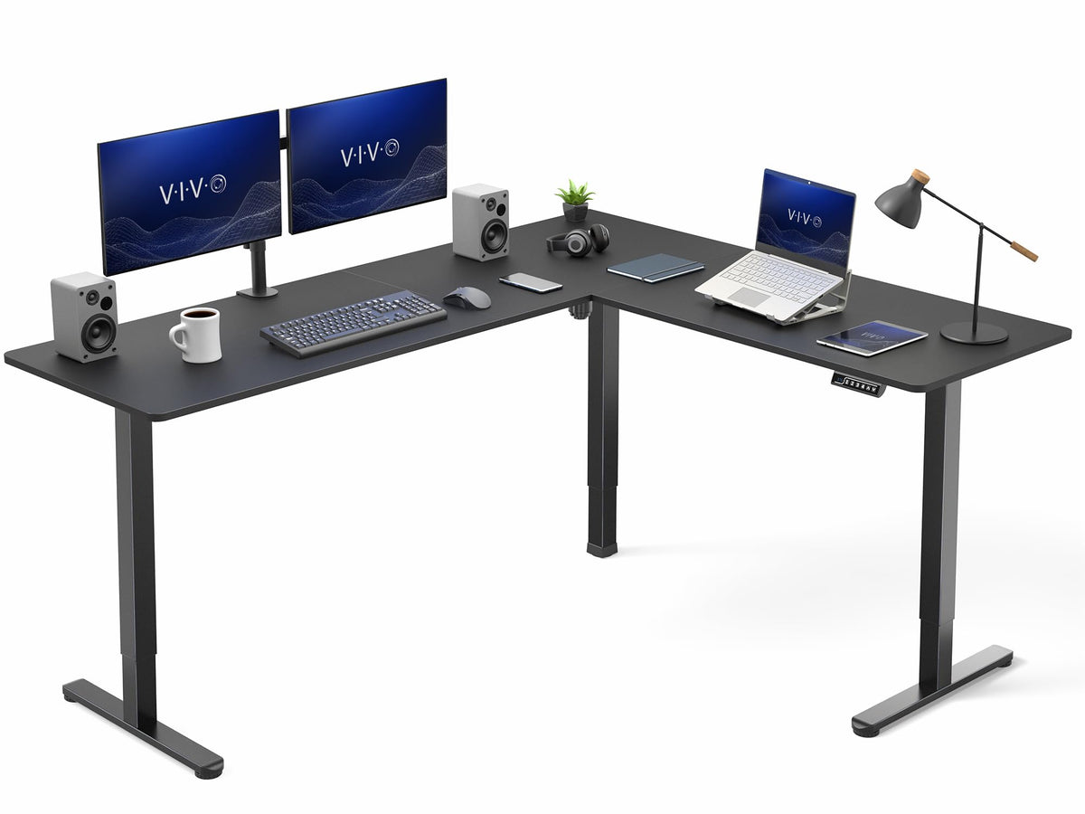 Black 75 x 63 in Corner Standing Desk U300