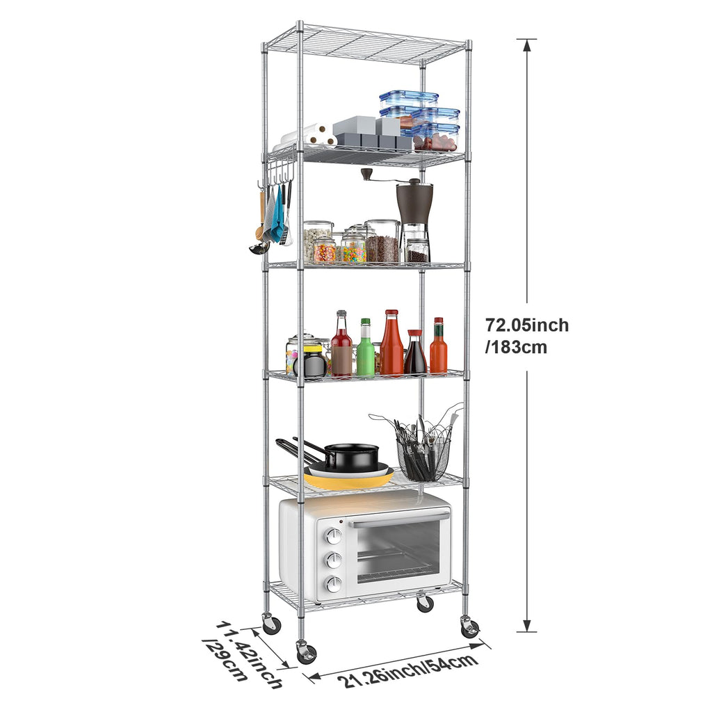 6-Tier Wire Shelving Unit with Caster Wheels W268487