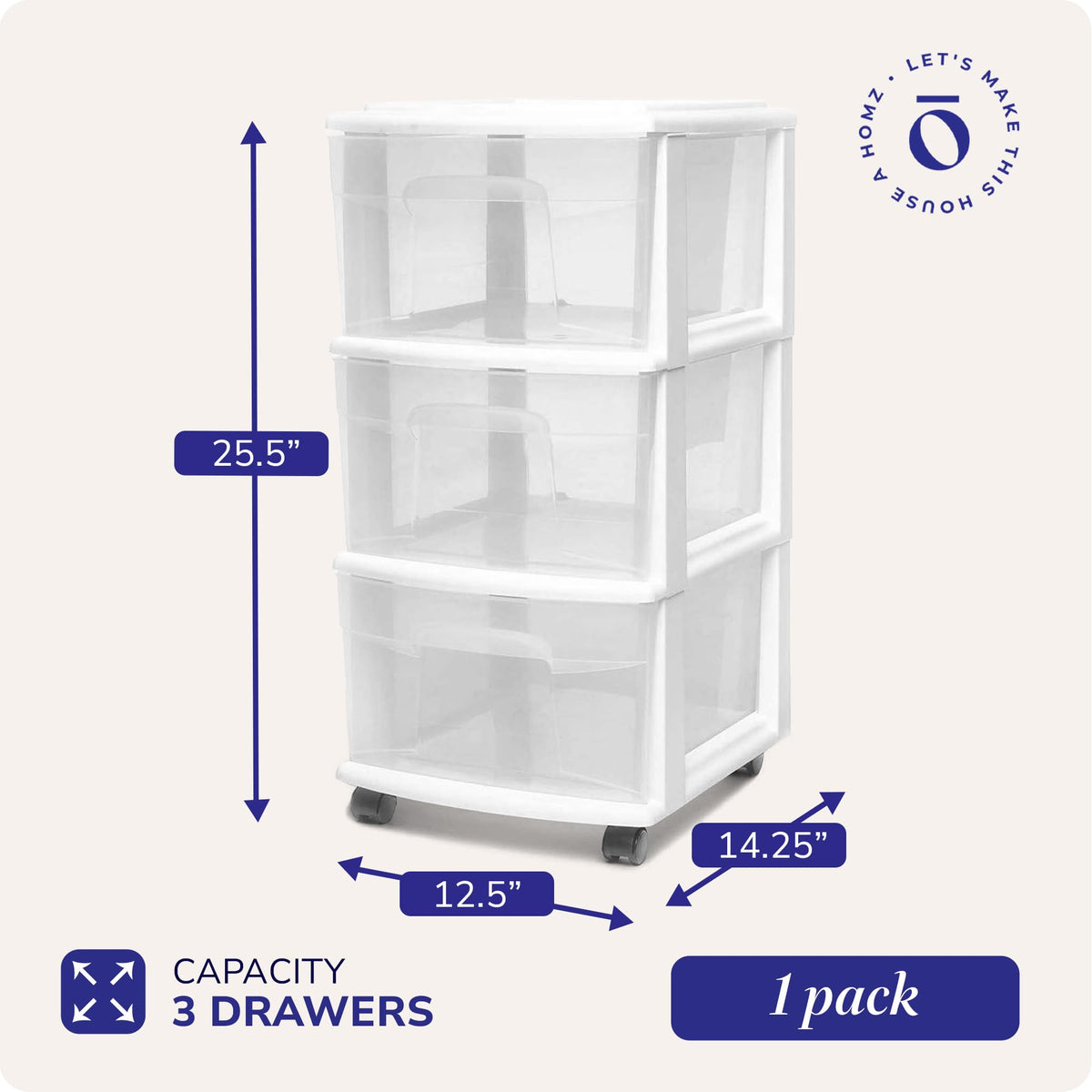 3-Tier Storage Cart with Removable Wheels H1427