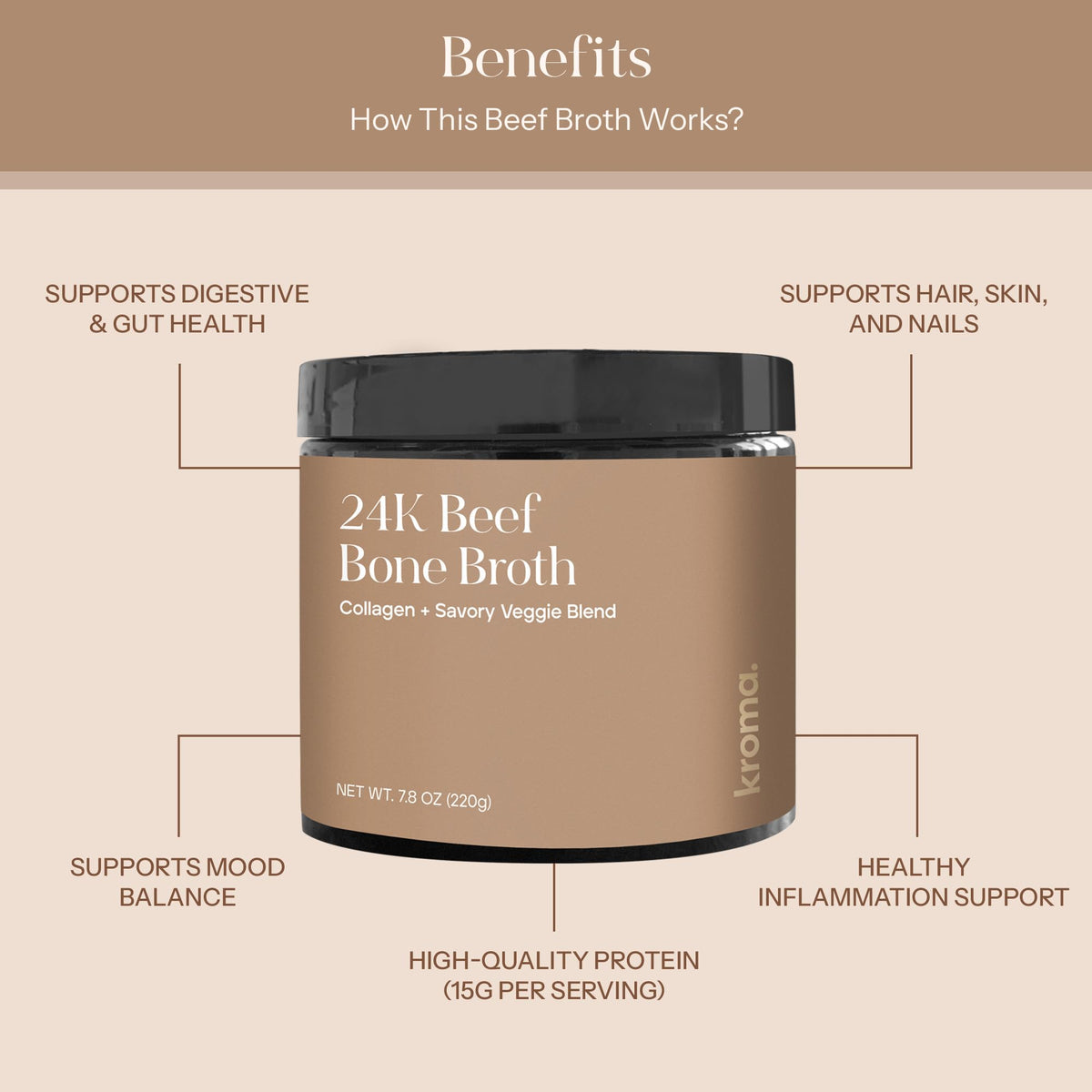 Beef Bone Broth Powder 7 oz K435