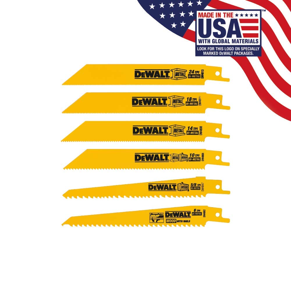 20V MAX XR Compact Reciprocating Saw and 6 Pieces Reciprocating Saw Blades Set R811