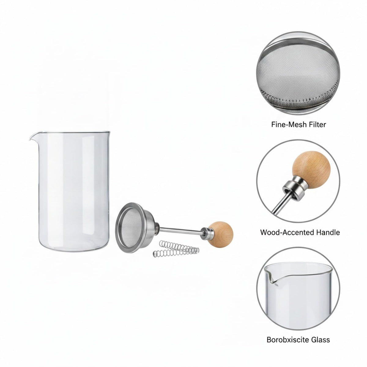 Glass Carafe and Plunger Filter Replacement Parts Set G2130