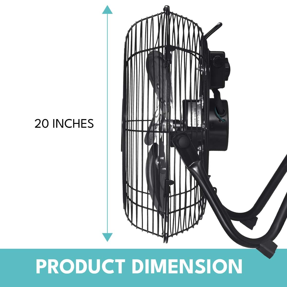 20 in. 3 Speed Metal Floor Fan in Black with Tilting Head O3314