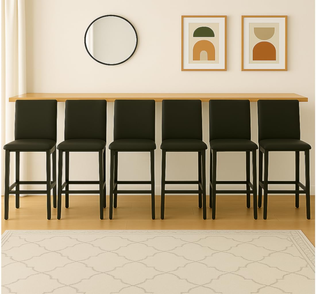 Black Faux Leather Barstools Set of 6 V184814