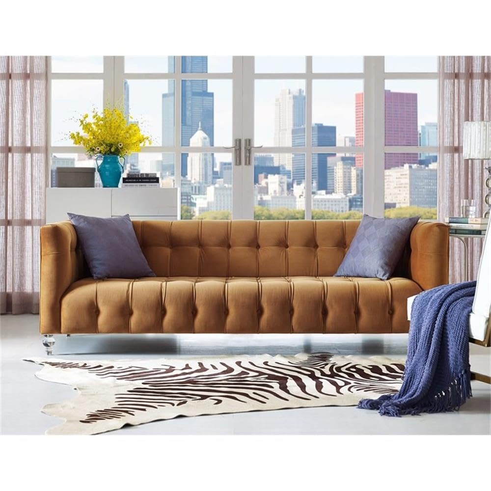 Velvet Upholstered Sofa with Tufted Seat and Back H5342