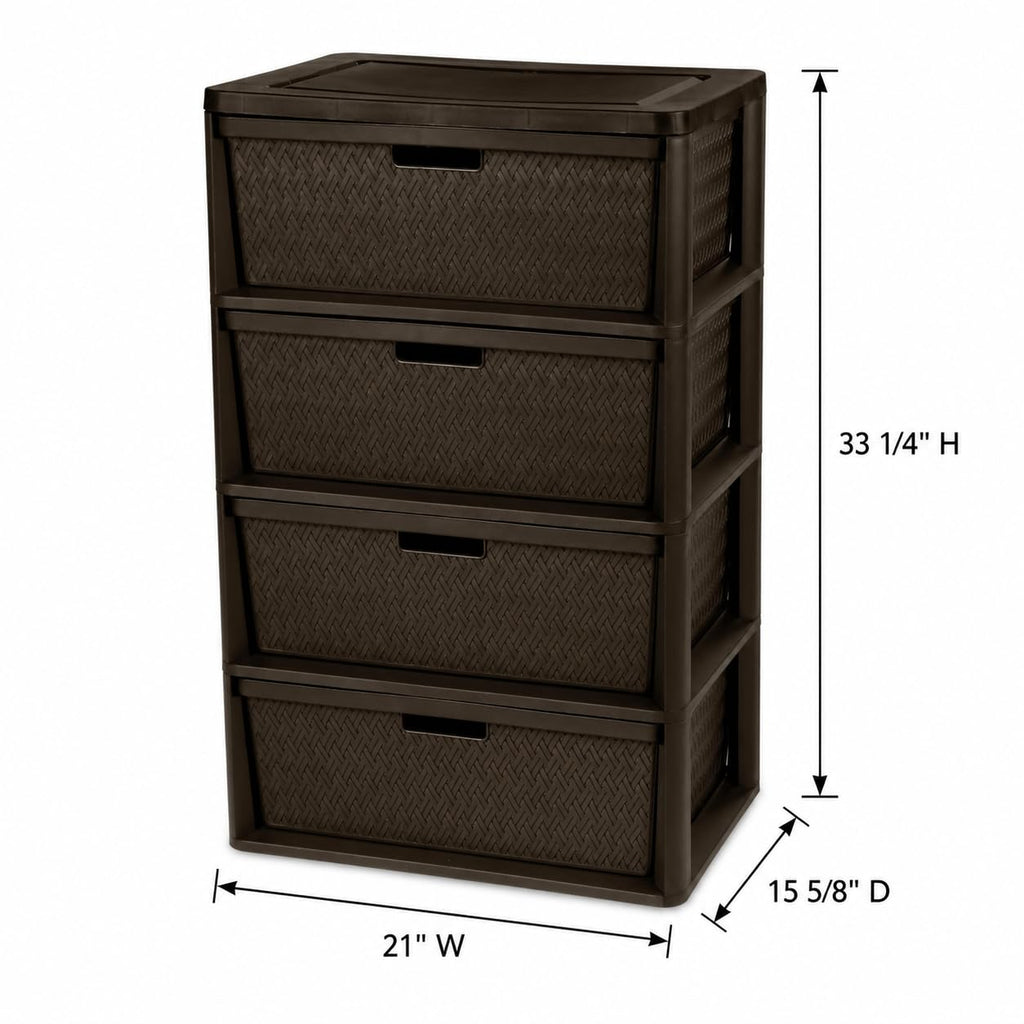 Brown 4 Drawer Plastic Storage Tower R380324