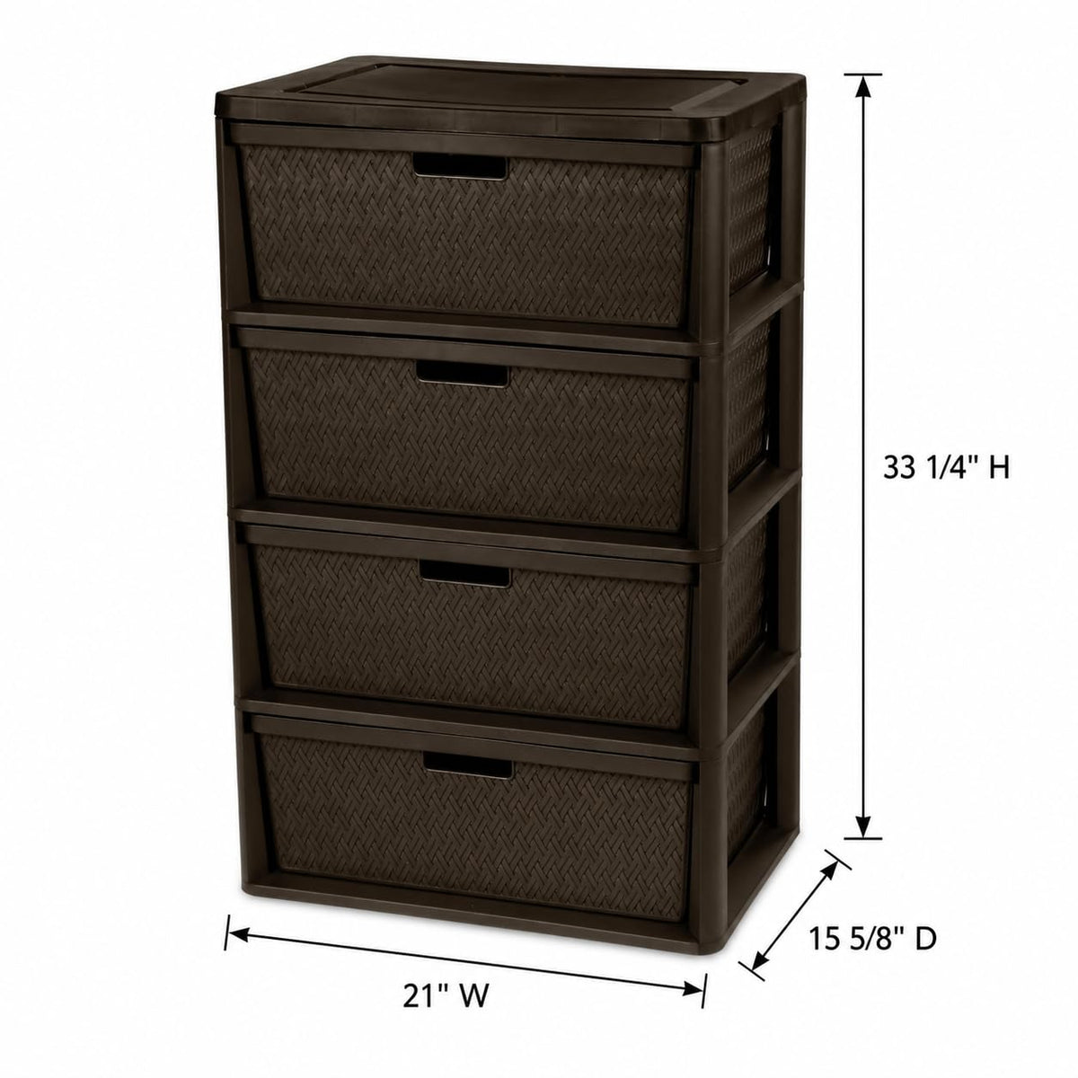 Brown 4 Drawer Plastic Storage Tower R380324