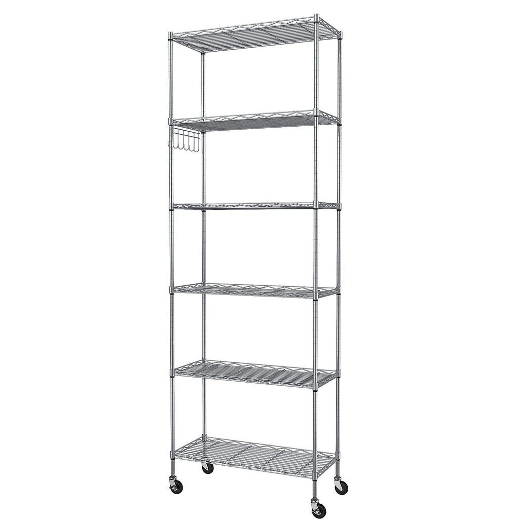 6-Tier Wire Shelving Unit with Caster Wheels W268487