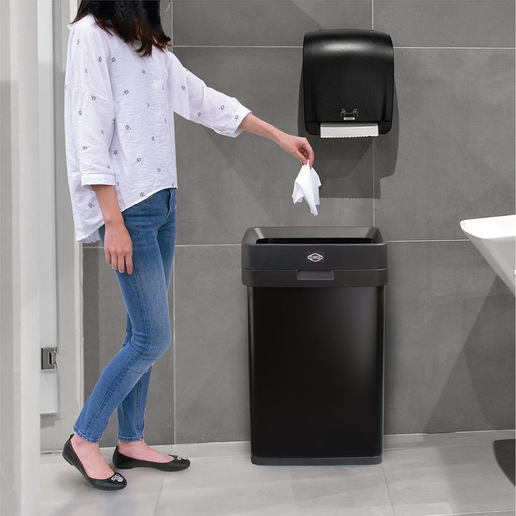 Slim Open Top Stainless Steel Trash Can, Matte Black, 13 Gal / 50L R1324
