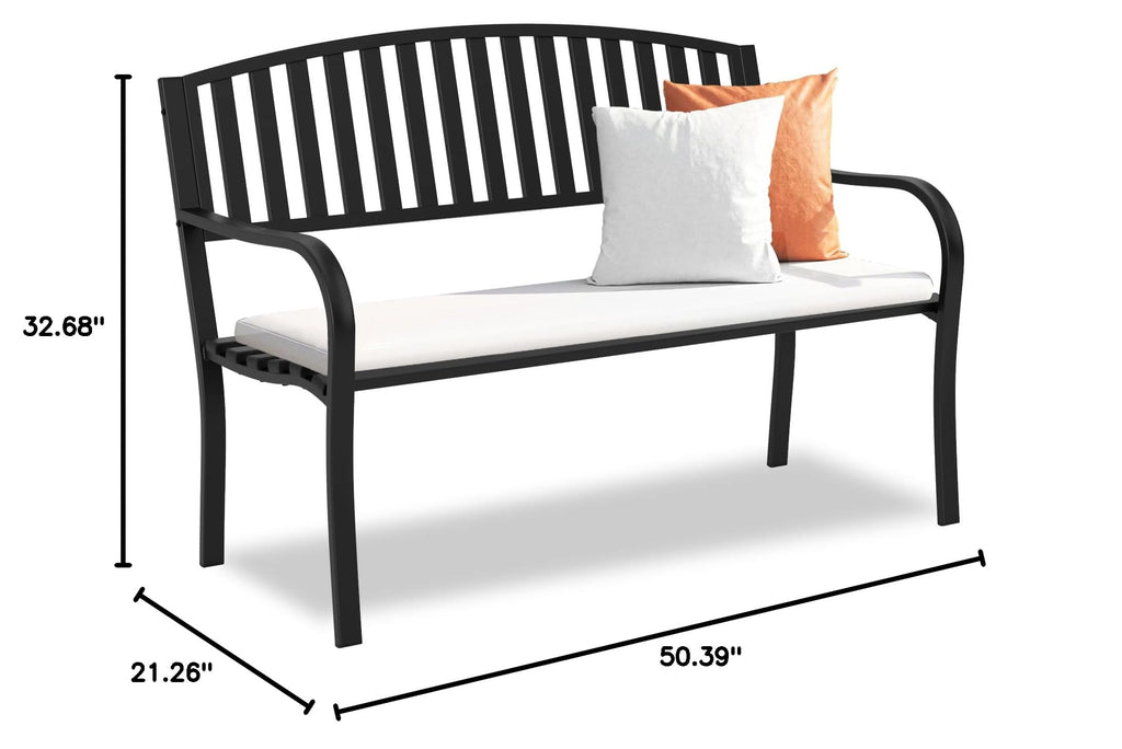 Weatherproof Heavy-Duty Wrought Iron Outdoor Bench M921058
