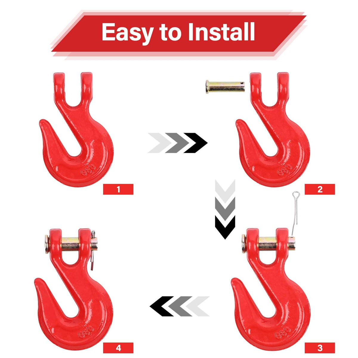 3/8'' Red Powder Coating Grade 80 Clevis Grab Hook D609