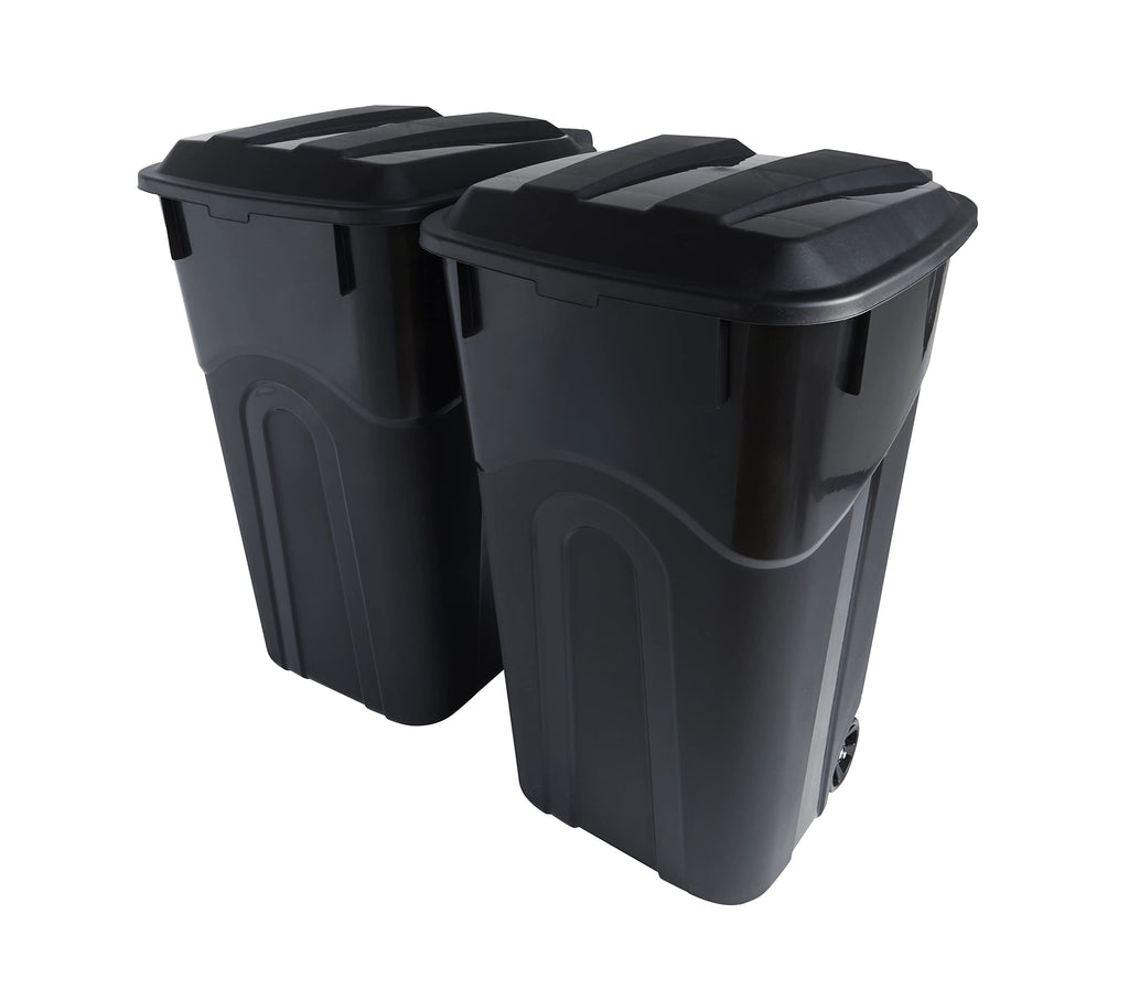 32 Gallon Black Wheeled Outdoor Garbage Can with Snap Lock Lid, 2 Pack H99972