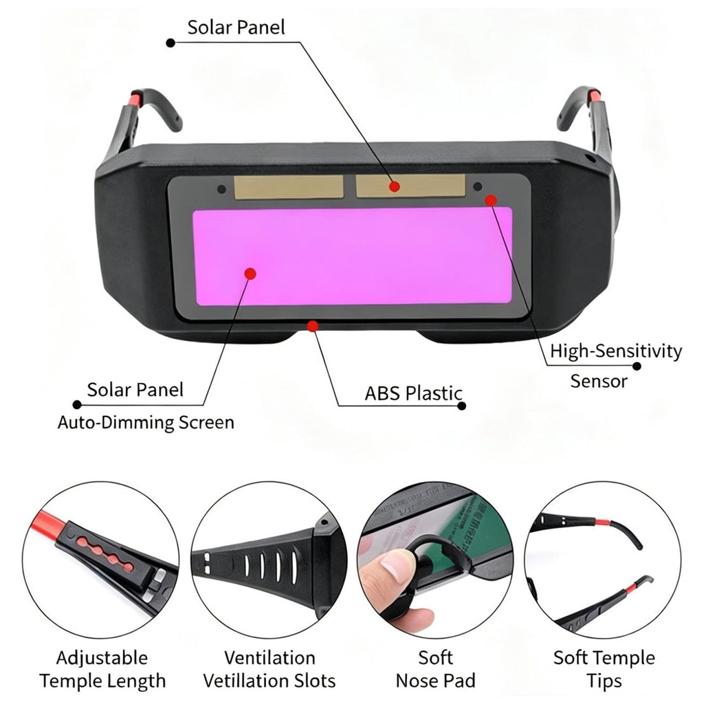 Auto Darkening Welding Glasses with Elastic Strap Y325