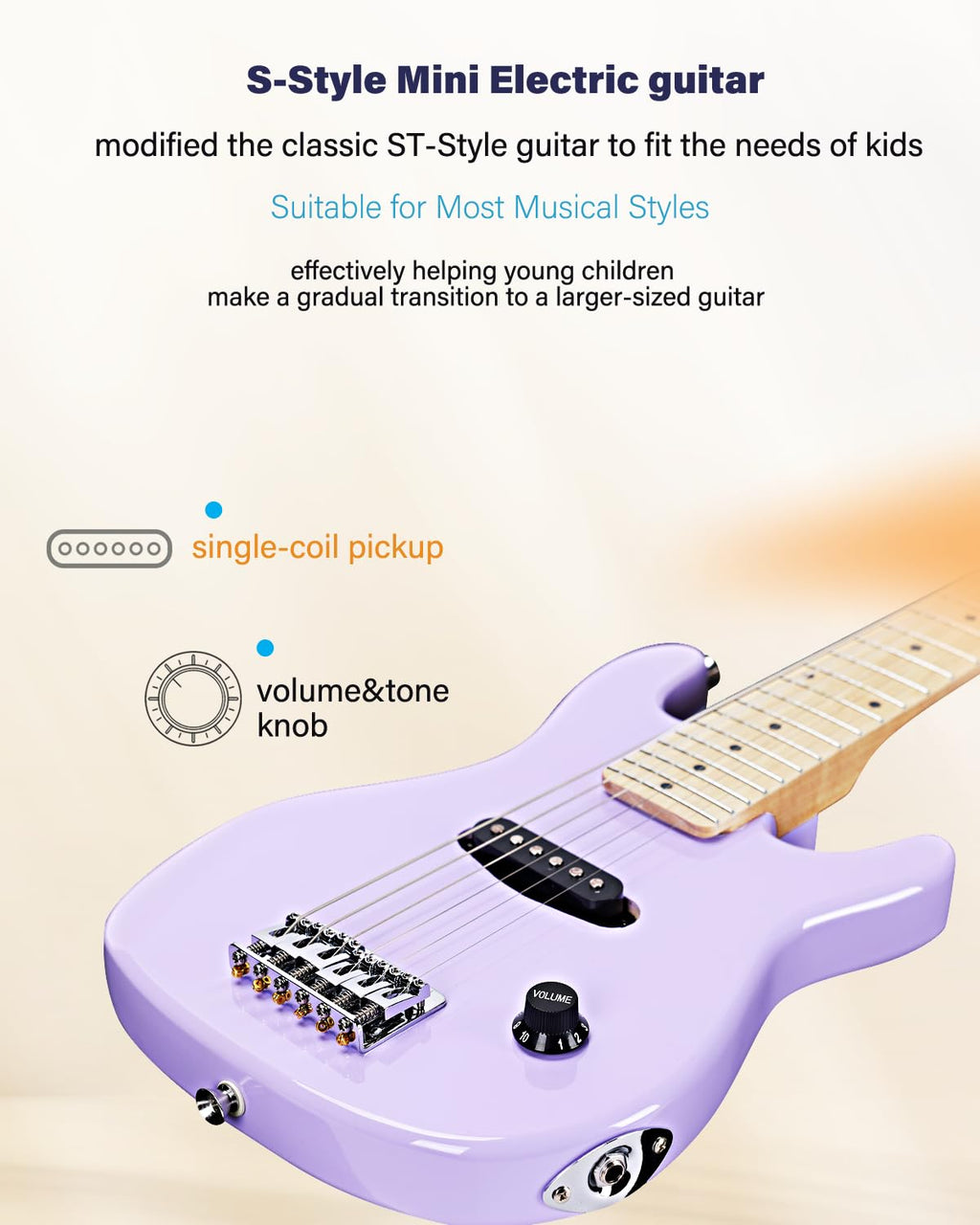 30 Inches Right Handed Electric Guitar with Beginner Kit F2333