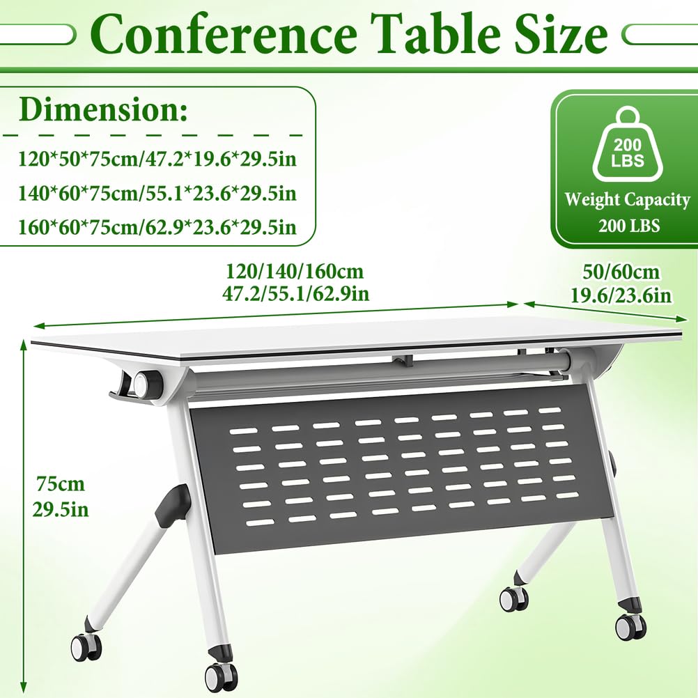 Folding Conference Table with Locking Wheels, 8 Pack, 63x24x30 Inch U629336
