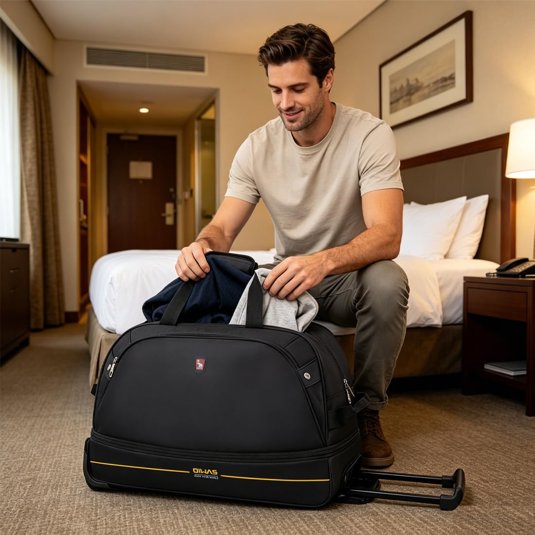Rolling Duffle Bag with Wheels, 22 inch Carry On Bag I141