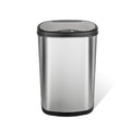 13 Gallon Oval Automatic Trash Can, 50L Touchless Motion Sensor Garbage Can with Odor-Sealing Lid & One-Touch Manual Mode, Silver Stainless Steel, Black Trim V121441