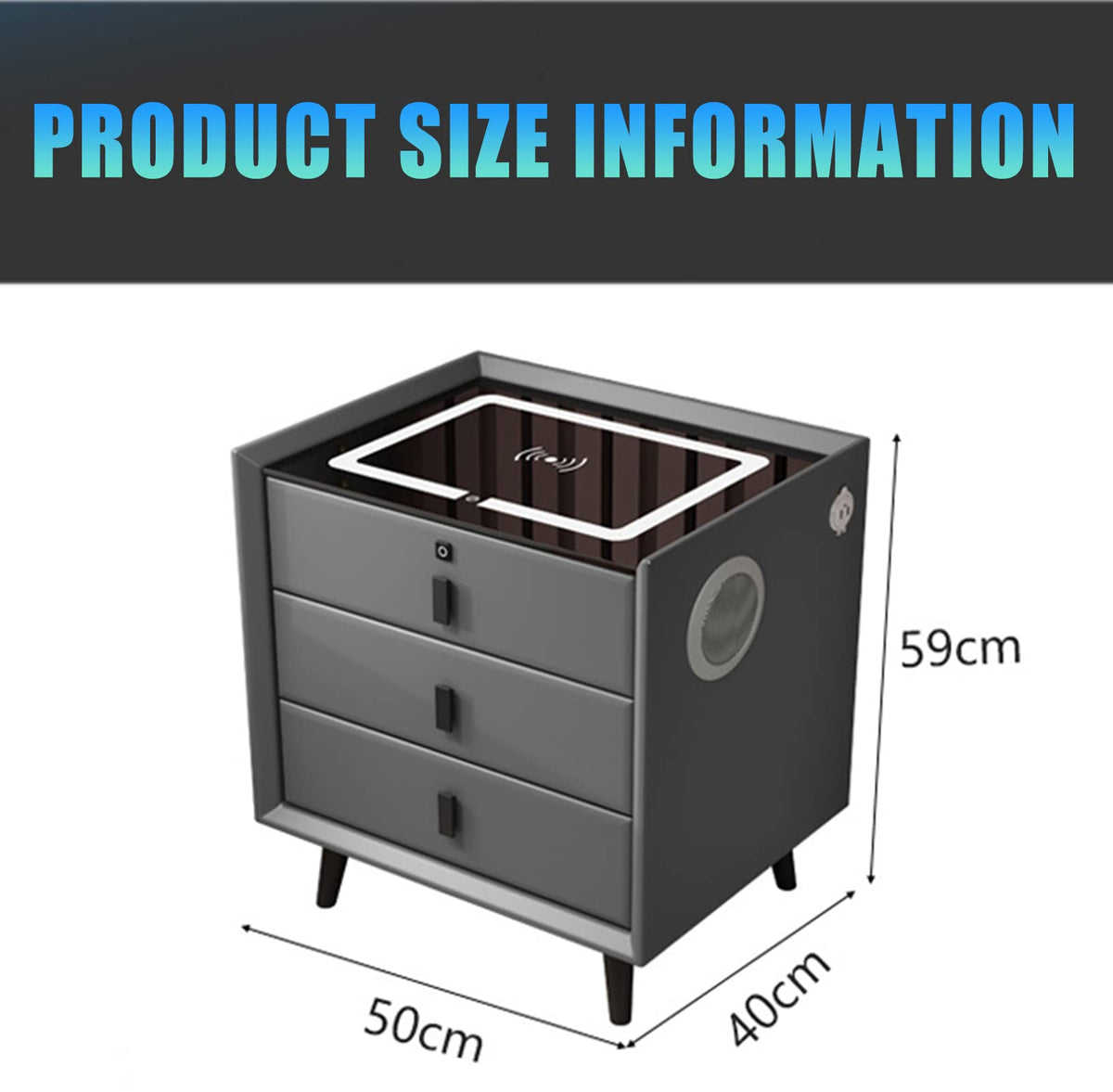 Orange 3 Drawer Wooden Nightstand with Wireless Charging K63582