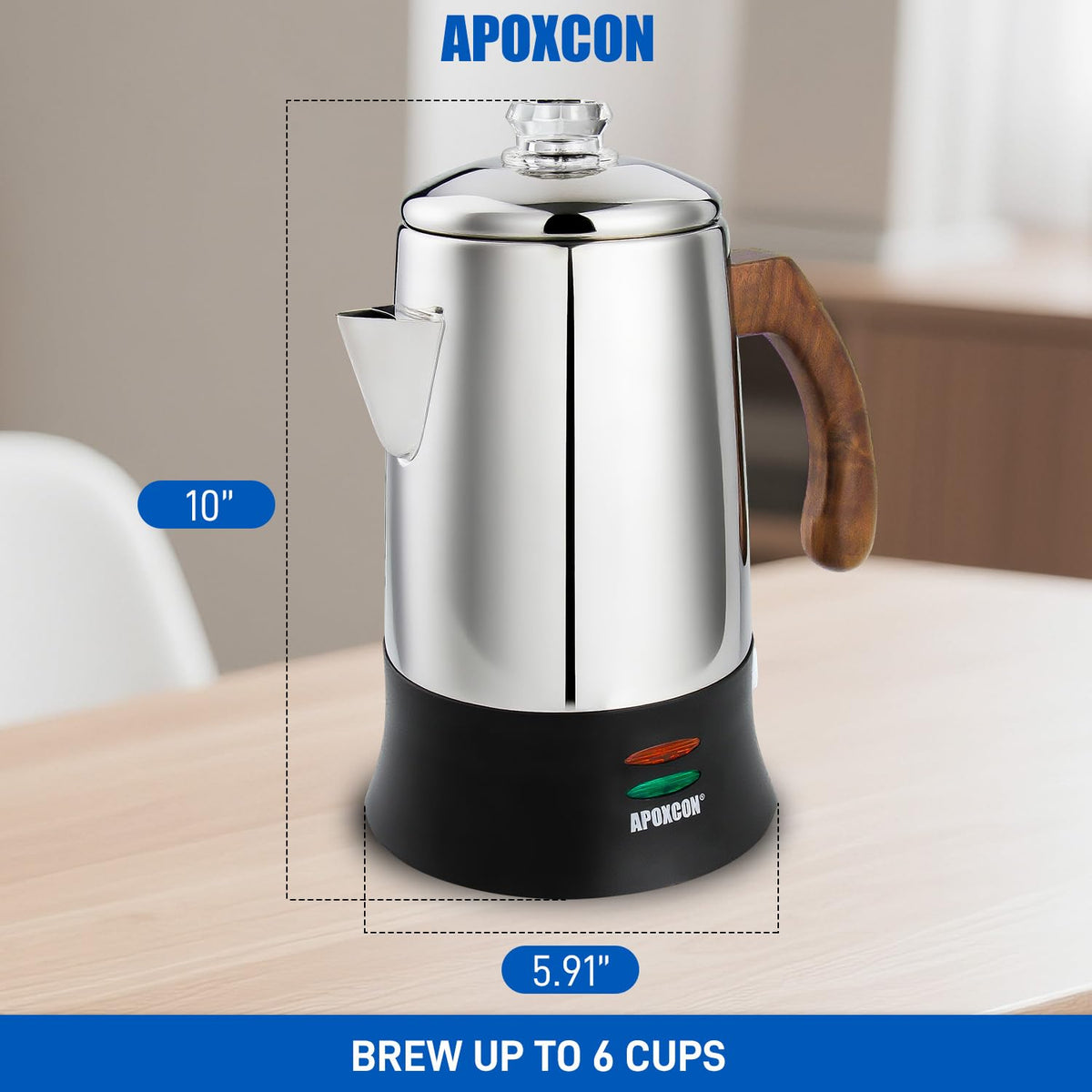 6 Cup Stainless Steel Electric Coffee Percolator A989