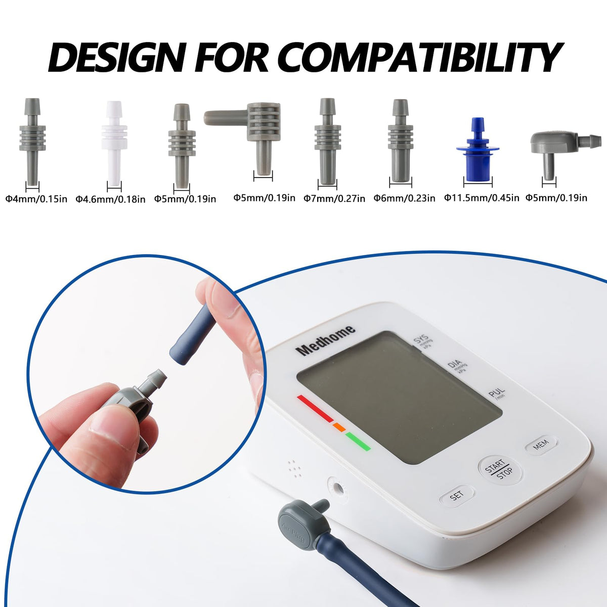Extra Large Blood Pressure Cuff Upper Arm 8.7"-20.5" Replacement Cuff with 8 Connectors D190