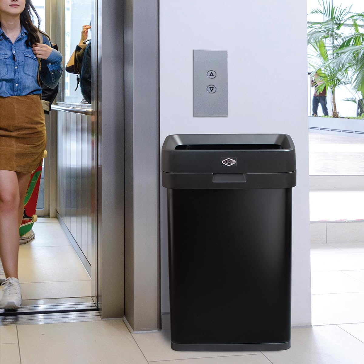 Slim Open Top Stainless Steel Trash Can, Matte Black, 13 Gal / 50L R1324