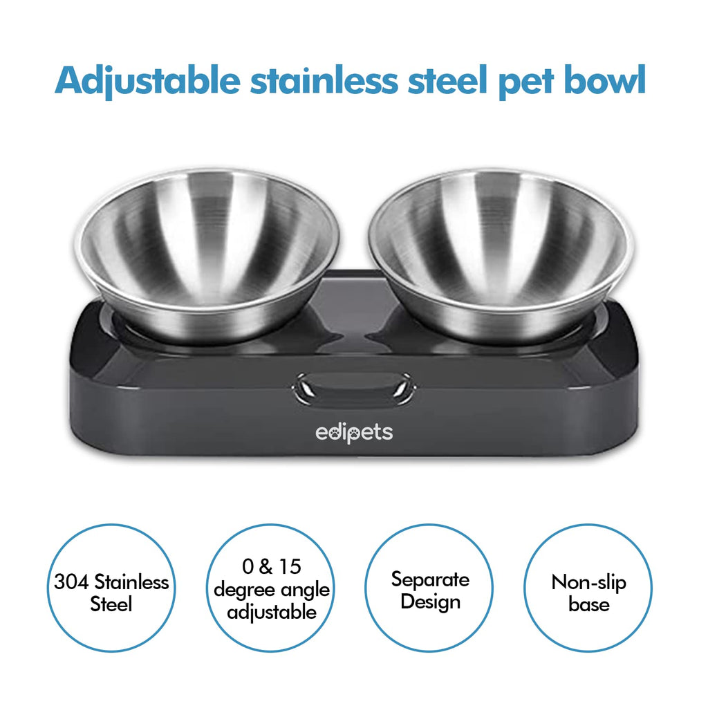 Angle Adjustable Stainless Steel Double Pet Bowl S11847