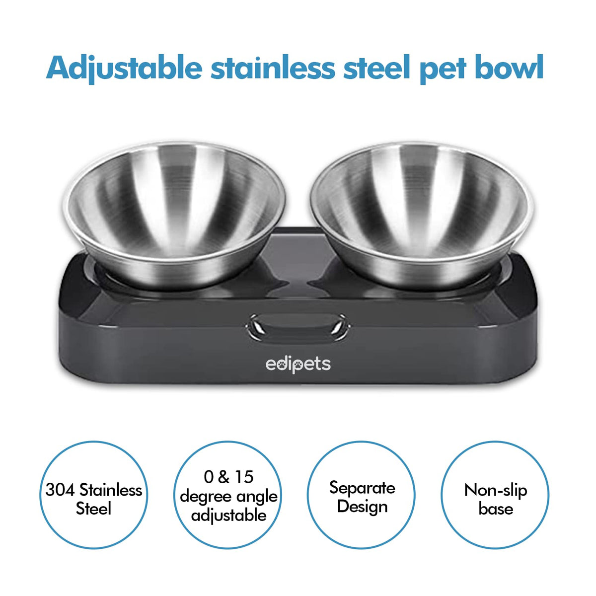 Angle Adjustable Stainless Steel Double Pet Bowl S11847