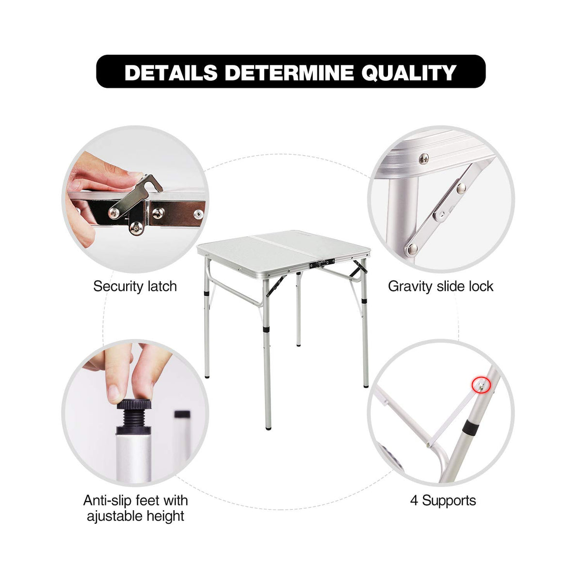Small Square Folding Aluminum Camping Table J4683