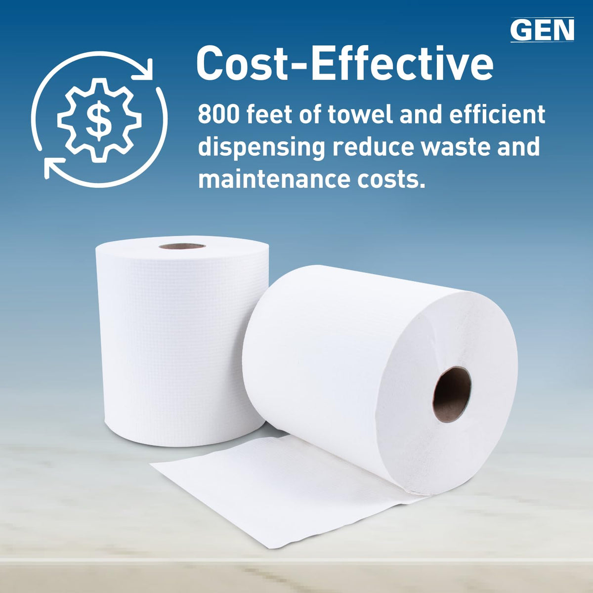 White Hardwound Roll Towels, 8-Inch x 800 ft, 6 Rolls M47063