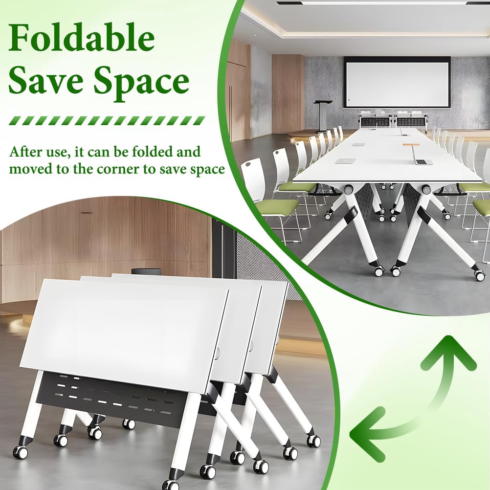 Folding Conference Table with Locking Wheels, 8 Pack, 63x24x30 Inch U629336