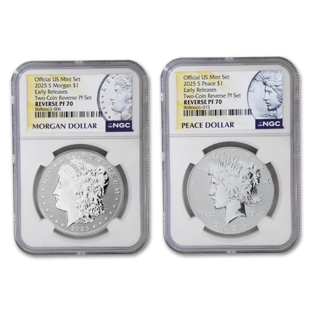 Set of 2 American Silver Morgan and Peace Dollar H13253